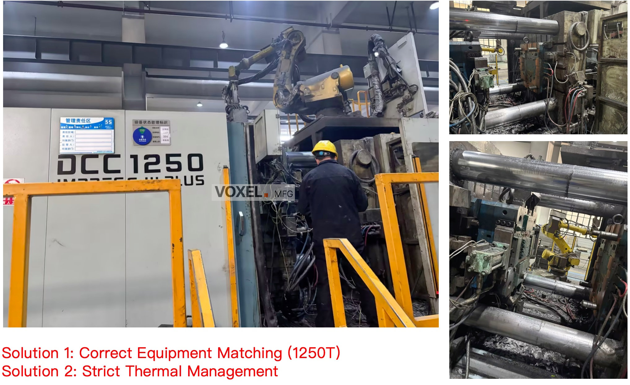 1250T die casting machine setup with strict thermal management and water lines connected