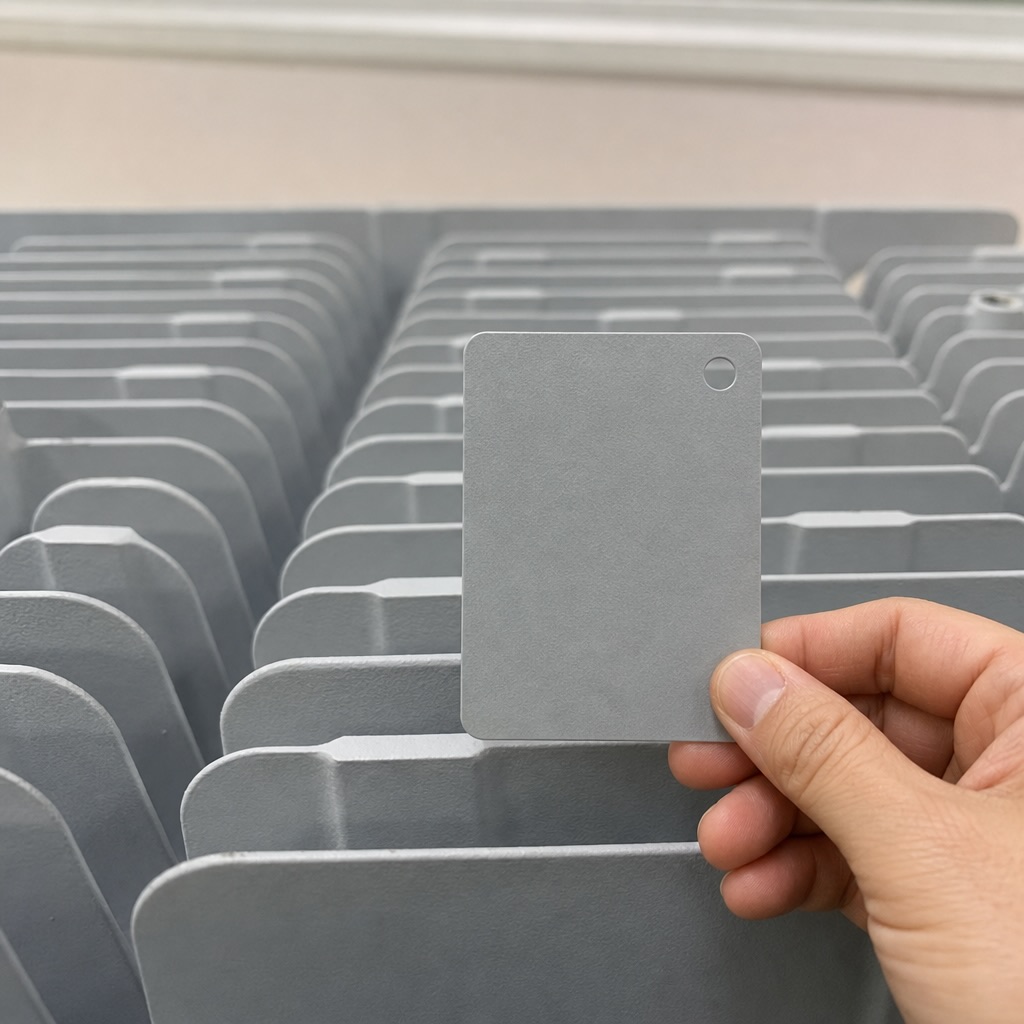 Color card matching and coating thickness measurement on powder-coated heat sink