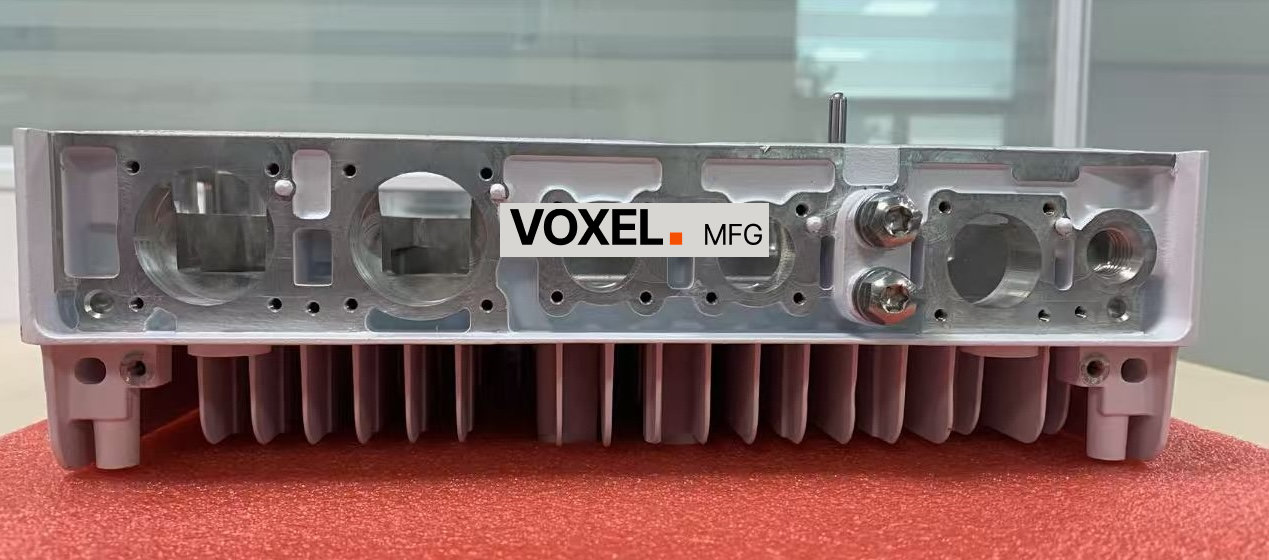Precision-machined interface on the finished 5G RRU heat sink