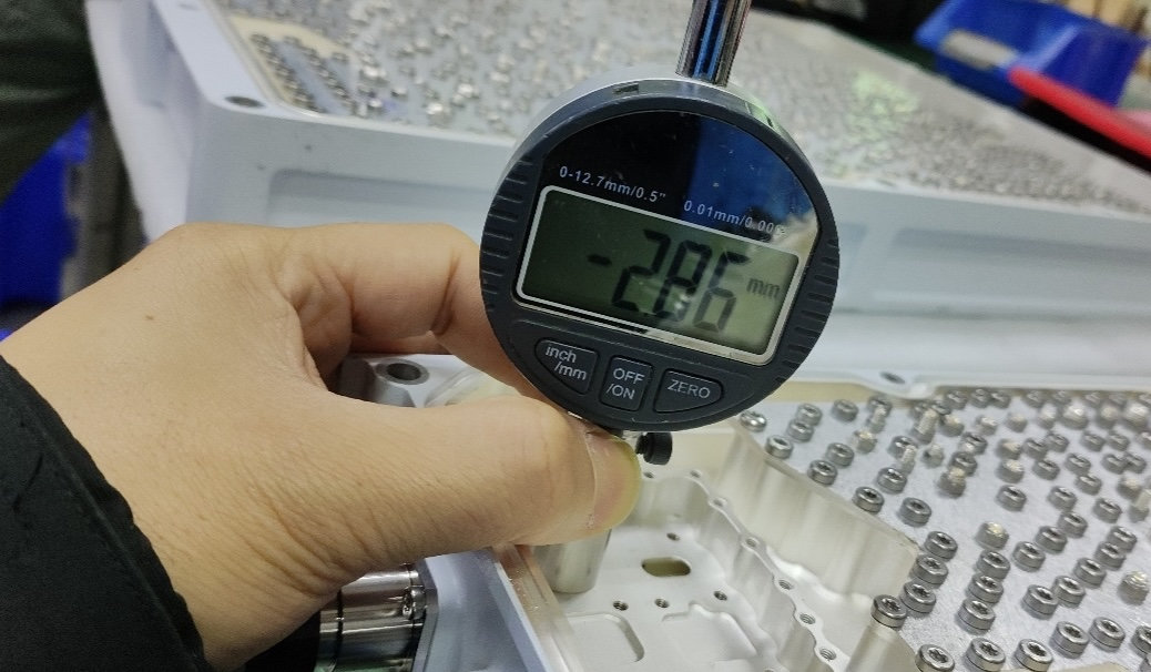 Depth gauge measurement on CNC-machined RF cavity
